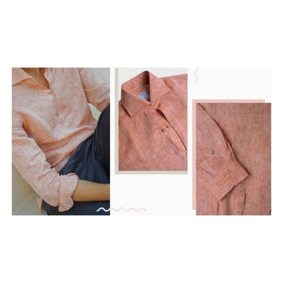 RIPA RIPA Capri Linen Shirt Men Pink Size M - Picture 10 of 11